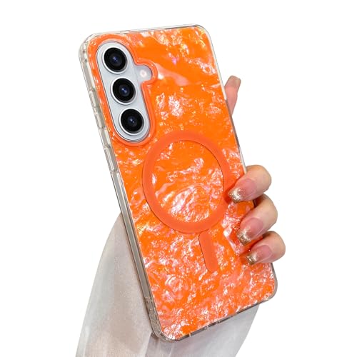 Coque Samsung Galaxy 156 Plus idée cadeau femme tendance nacre orange MagSafe