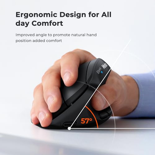 Image of MEETION Ergonomic Mouse, Wireless Mouse, Bluetooth Vertical Rechargeable Mice, 4 Adjustable DPI 800-2400, Bluetooth 5.2+5.2+USB Mouse for Windows /Mac, for Laptop /PC /Desktop /Computer /iPad Bk