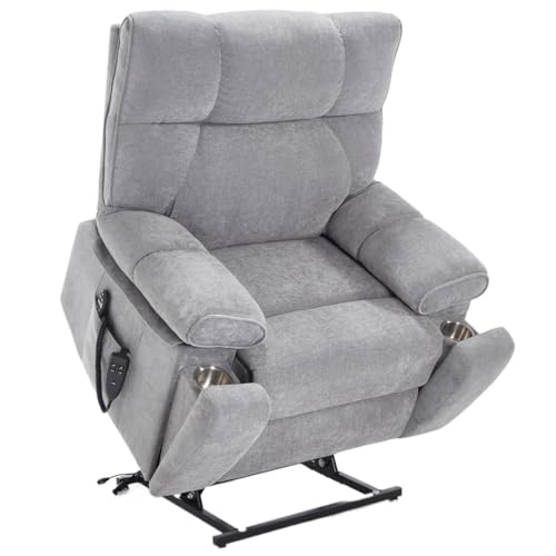 Power Lift Recliner Chair for Elderly with Massage and Heat, Oversized Lift Chair with USB Charger and Side Pockets Lay Flat Lift Recliner for Adults