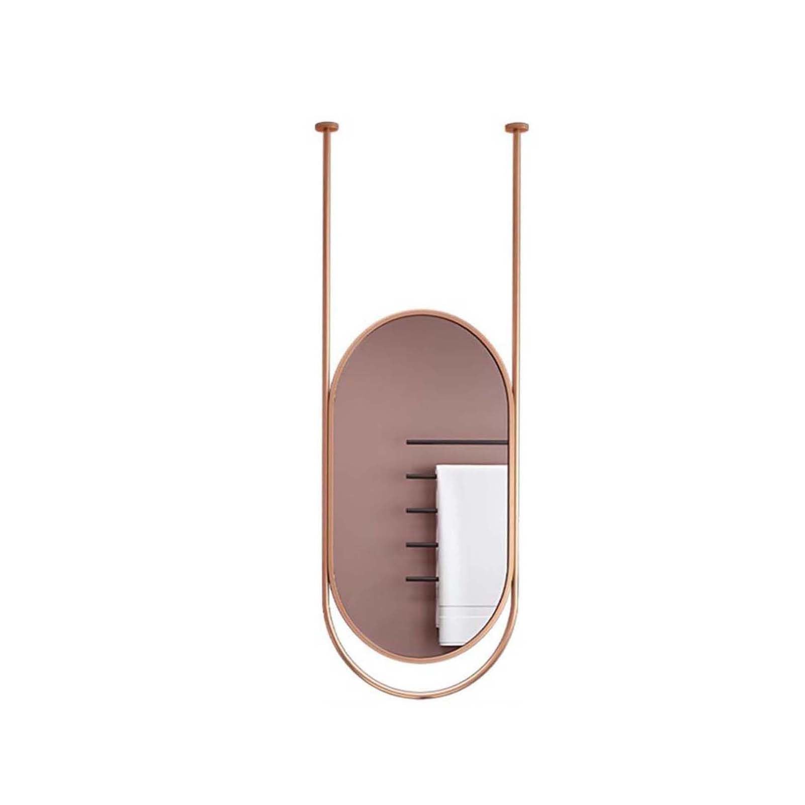 Miroir suspendu au plafond 60x90cm cadre métal noir pour couloir et salon