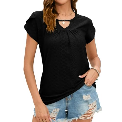 T Shirt Femme Tendance d'été hollow out v pullover léger pour femme taille L