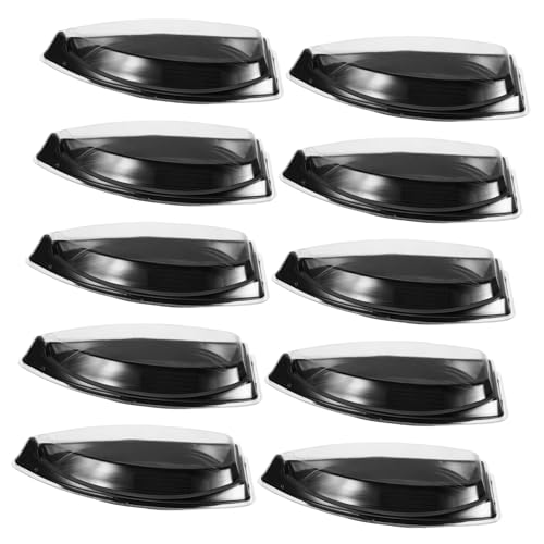 BRIGHTFUFU 10pcs Japanese Sushi Takeout Box Plastic Sushi Serving Trays Lightweight Portable Sashimi Packaging Lids for Catering