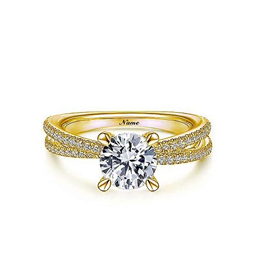 SISGEM 2.5 Carat(CTTW) Round Cut Moissanite Wedding Ring for Women,14K Gold Split Shank Moissanite Engagement Ring with Engraved Name,Wedding Anniversary Size 5-11