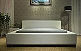 GREATIME Classic Symmetrical Bed, King Size Bed Frame, Color White Upholstered Platform Bed, Strong Wood Slats Support, Easy Assembly, Contemporary Style, Modern Design Bedframe with Headboard