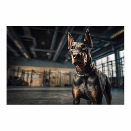 Toile peinture chien sérieux DunPei 80x120cm noir pour salon sans cadre