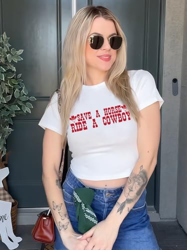 Cropped Cowgirl Outfits for Women Western Rodeo Crop Tops Cowboy Country Concert Graphic Tees2