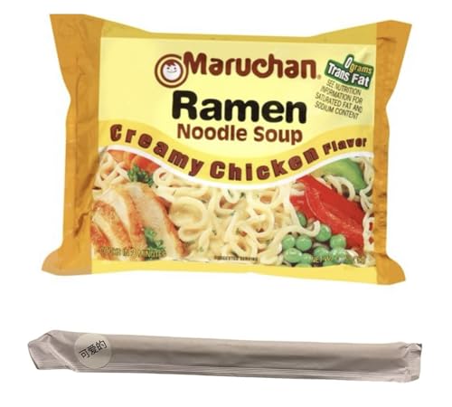 Ramen Noodle Soup (3 oz) Creamy Chicken, 12 Count, with set of Cutiepie Chopsticks Included and
