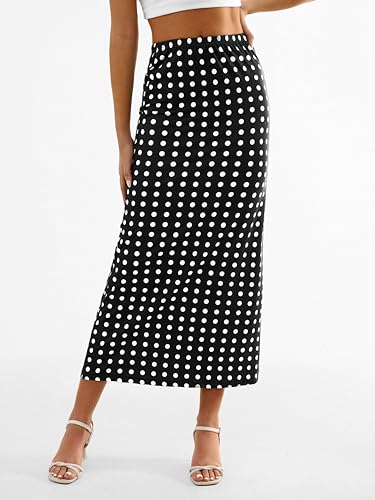 SOFIA'S CHOICE Women's Polka Dot Maxi Skirt Vintage Retro A Line Club Flare Midi Skirt4