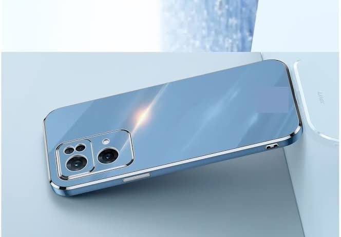 Image of Apurb Store for Oppo Reno 7 Pro 5G Plating Square Gold Frame Phone Case Luxury Soft Silicone Back Cover (for Oppo Reno 7 Pro 5G, Blue)