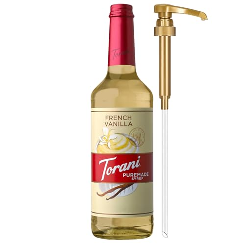 Torani Puremade Syrup, French Vanilla Flavoring for Drinks, Glass Bottle with...