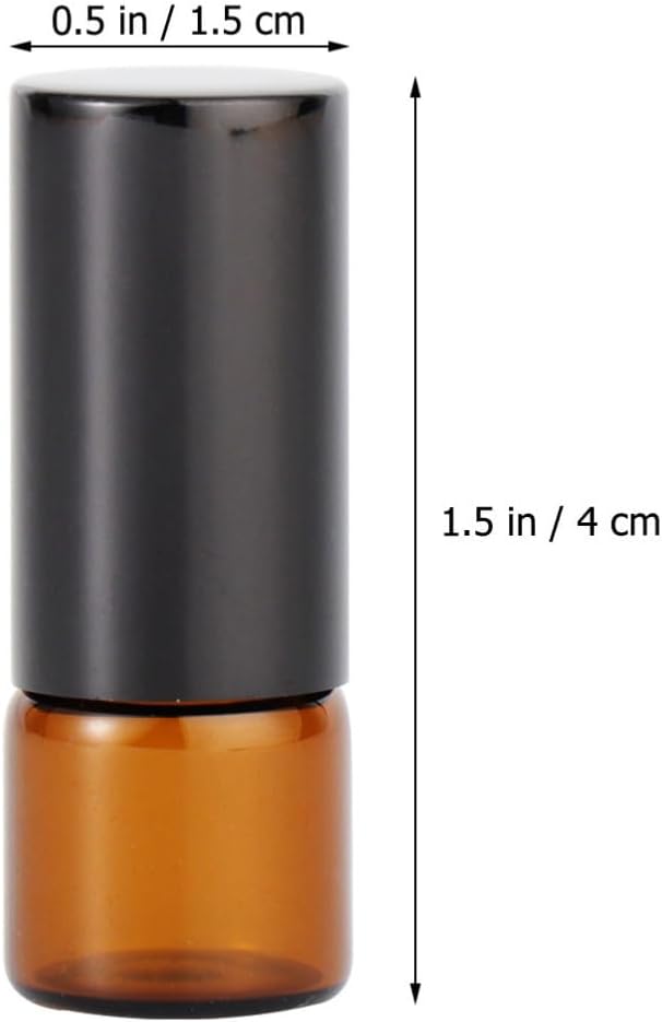 12 Pcs 1ml Refillable Roller Bottles for Essential Oils with Stainless Steel Roller Balls and Black Caps, Portable Glass Perfume Travel Roll-on Bottles for Aromatherapy