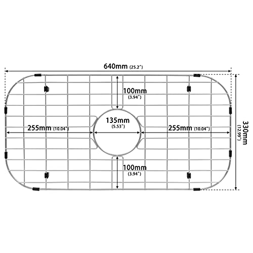 Zeesink Sink Grid For Bottom Of Kitchen Sink Size 25 3/16" X 13",Kitchen Sink Protector,Sink Bottom Grid With Center Drain For Single Sink Bowl #TOP1