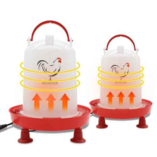 WISMOIER 3L and 6L Heated Chicken Waterer for Winter Hanging Chicken Waterer with Heater 35W BPA-Free Heated Poultry Waterer