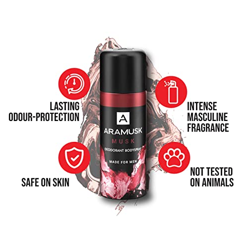 Image of Aramusk Deodorant For Men With Long Lasting Fragrance| Musk, Intense, & Speed Everyday Wear Body Spray Assorted Pack| 150ml Each