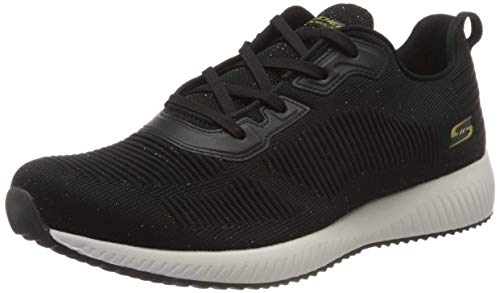Skechers Bobs Squad Total Glam, Sneaker Mujer, Black and Multi Engineered Knit, 37 EU