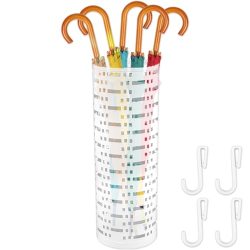 Portaombrelli in metallo per corridoio, portaombrelli autoportante, multiuso, per mantenere asciutti e ordinati i pavimenti del corridoio e dell'ingresso (bianco)