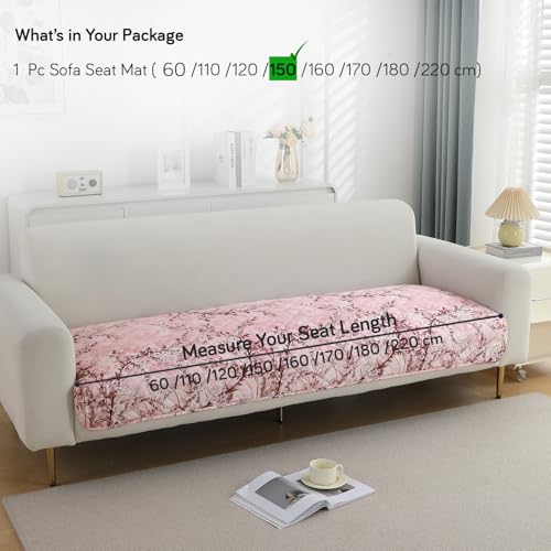Image of HOKIPO Printed Waterproof + Anti-Slip + Quick Dry Sofa Seat Mats, Blossom Flower Pink - Length 150cm (AR-5232-P5)