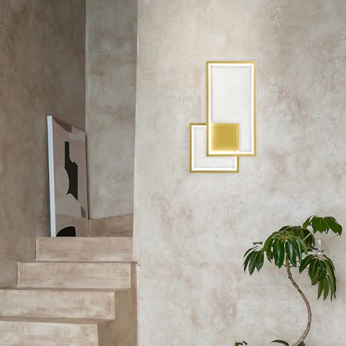 Image of Modern Gold Led Wall Sconce of Two 6000K Dimmable Wall lamp 36W Simple Aluminum Wall Fixture for Living Room Bedroom Hallway Stairs