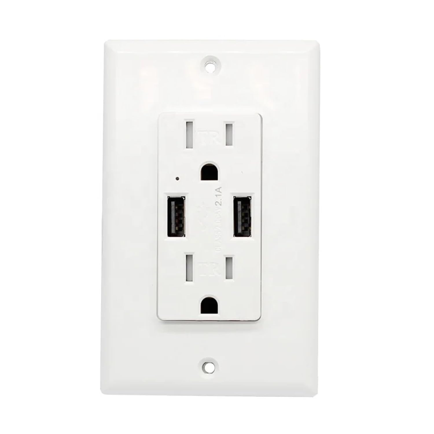 Dual USB Wall Plug Socket,Double 2.1A Socket with USB White/Black/Gold PC Flame Retardant Panel 118mm*76mm