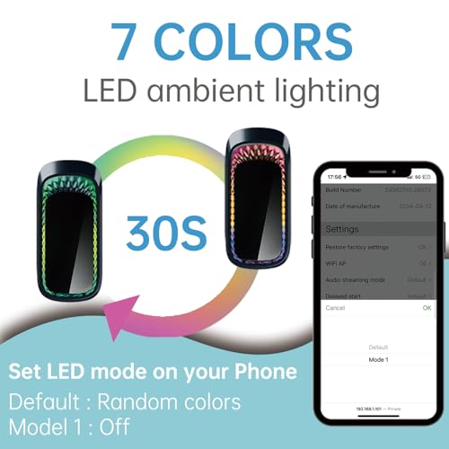 Adaptador automotivo sem fio Apple CarPlay e Android com iluminação ambiente RGB, dongle USB 2 em 1,