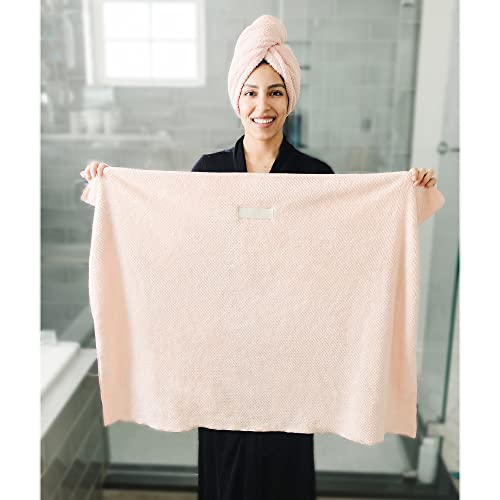 Pack Of 2, Large Microfiber Hair Towels For Women-Super Absorbent & Quick Dry Hair Drying Towel- Hair Towel Wrap For Curly Hair Long & Short Hair- Anti-Frizz Hair Turbans For Wet Hair (Gray & Pink) #TOP1