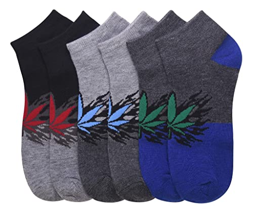 COUVER 6-PACK Men's Comfort Low Cut Socks, Spandex Socks, Maple Leaf, 9-11
