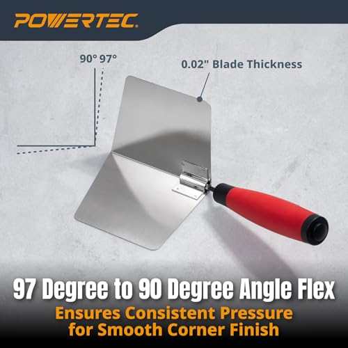 Image of POWERTEC 5 inch x 4 inch Stainless Steel Inside Corner Drywall Knife for Gyprock and Plasterboard - 1 PK (72176)