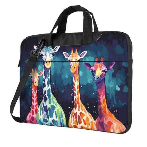 Bolso porta portátil con diseño de jirafa colorida miniatura 1
