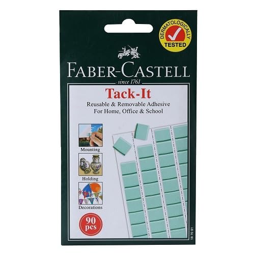 Image of Faber-Castell Tack-It Reusable Adhesive 90 Pieces 50g | Multipurpose Sticky Tack for Posters, Charts, Decorations & Craft Work | Removable Non Toxic Mounting Adhesive for Home, Office & School