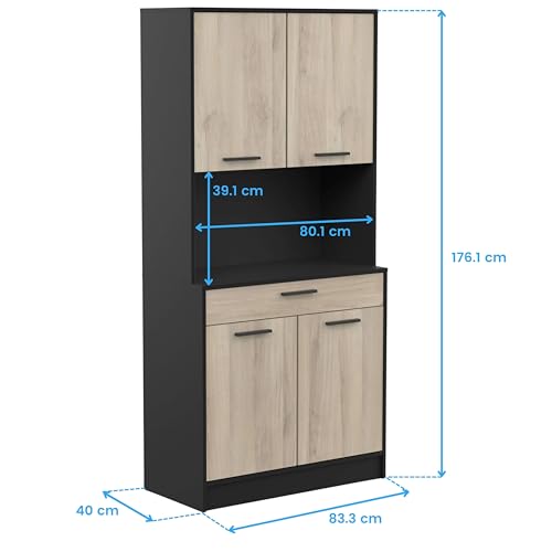 Demeyere Meuble Buffet de Cuisine Napoli Couleur chêne Kronberg et Noir Mat 84 x 177 x 40 cm 3 Demeyere Meuble Buffet De Cuisine Napoli Couleur Chêne Kronberg Et Noir Mat 84 X 177 X 40 Cm
