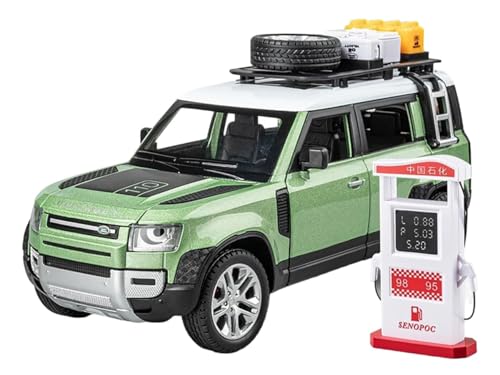 Image of Die-Cast Zinc Alloy 1:24 Scale Defender Camping【Large】 with 6 Openable Doors,Lights & Music. (Green)