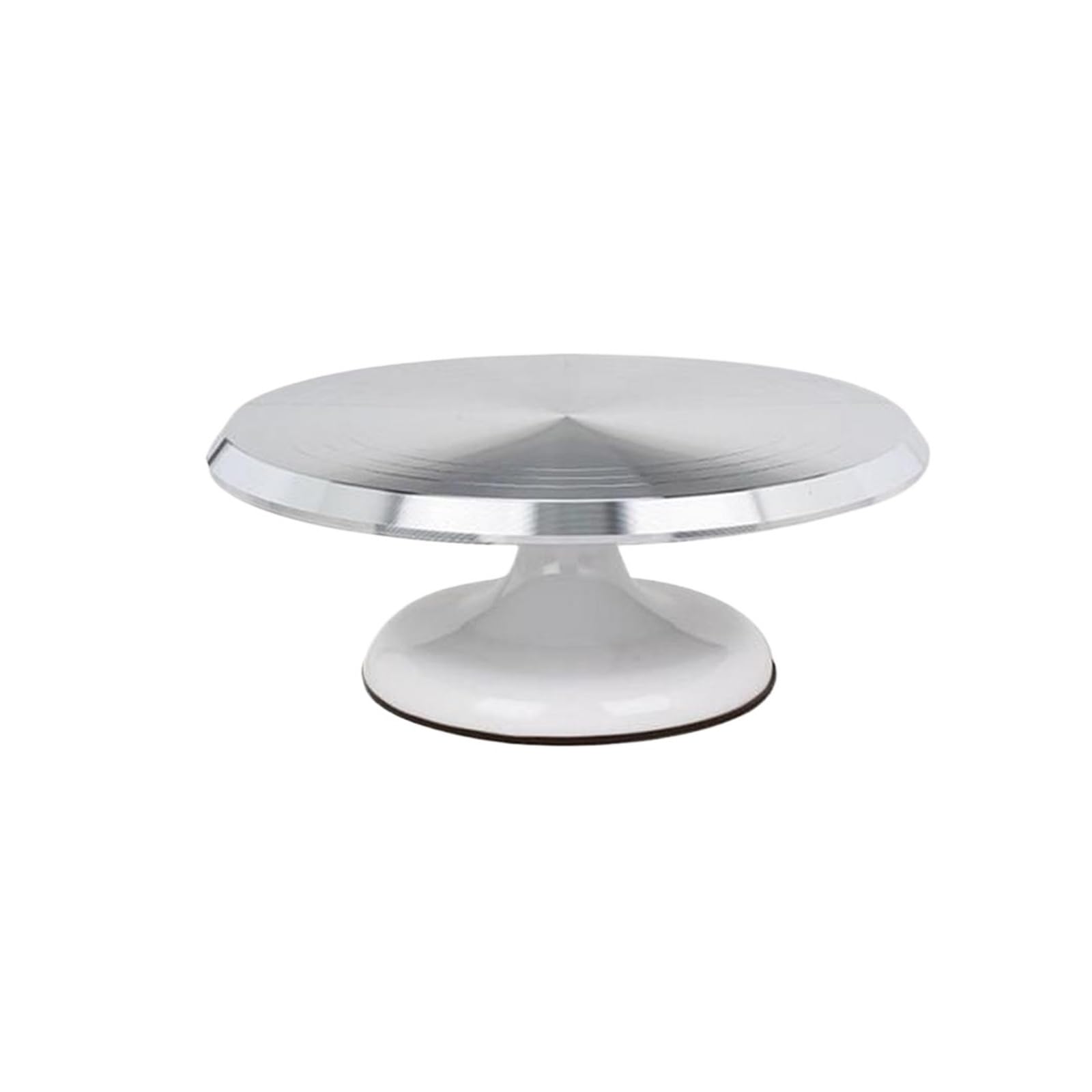 Plateau tournant à gâteaux de 25,4 cm, plateau antidérapant en alliage d'aluminium, outil cuisson rond for la collecte Pour DéCoration De GâTeaux(White)