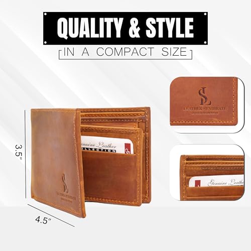 Bifold Wallet for Men with Premium Cowhide Leather Slim Wallet, Minimalist Design, Multiple Card Slots, Stylish Durable Gift-Ready Men’s Wallet (Brown)3