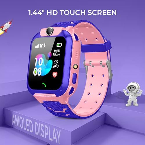 Image of GameSir Kids Smartwatch for Boys & Girls, Men & Women, Sim Card Support, Location Tracker /GPS System, Camera, Video,Notification,Alarm, Waterproof, Calling Smart Watch-Pink
