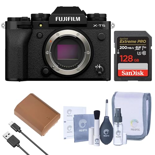 Image of Fujifilm X-T5 Mirrorless Camera, Silver Bundle with 128GB SD Card, Extra Battery, Complete Cleaning Kit, Fujifilm 1-Year Limited Warranty