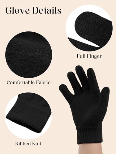 Image of Cooraby 12 Pairs Kid's Winter Magic Gloves Children Stretchy Warm Magic Gloves Boys or Girls Knit Gloves for 6-12 Years