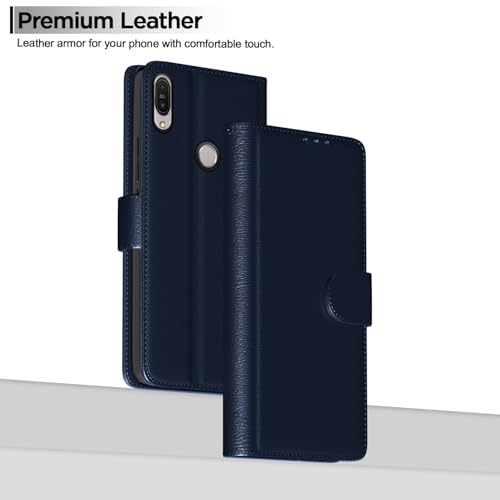 Image of Pikkme Asus Zenfone Max Pro M1 Flip Cover Leather Finish | Inside TPU with Card Pockets | Wallet Stand and Shock Proof | Complete Protection Flip Case (Blue)