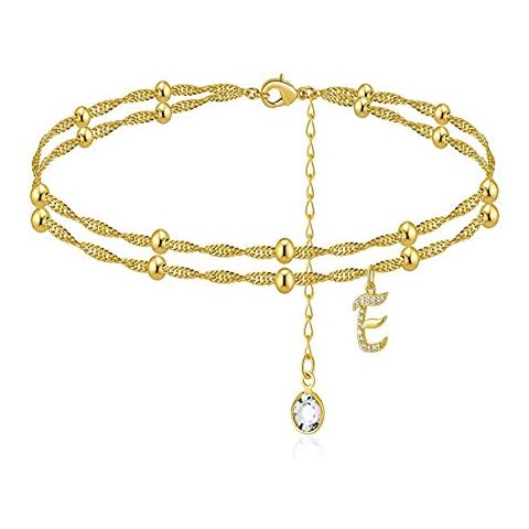 RINHOO 14K Gold Plated Initial Ankle Bracelets Cover