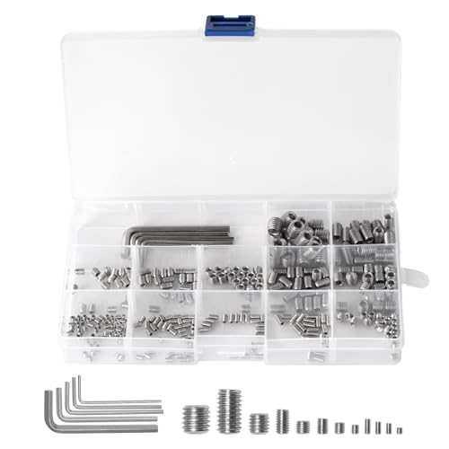 300 PiècesVis Sans Tête, M3 M4 M5 M6 M8 Vis Poignée de Porte, Vis Poignées de Portes en Acier Inoxydable, Visserie Inox à Tête Hexagonale pour Visser...