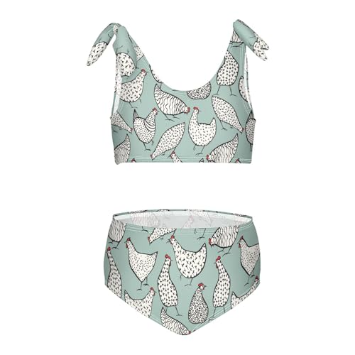 Image of CaTaKu Girls Swimsuits Two Piece Swimwear Cute Bikini Set Tankini Hawaiian Beach Sport Bathing Suit for Girls Size 3-12T