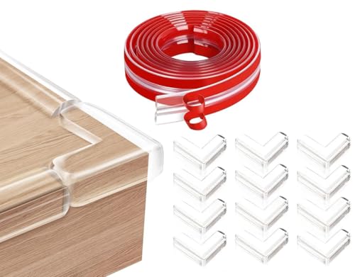 Image of Zeccorp Baby Safety Combo - 12-Pack Corner Guards + 4M Edge Protector Strip | Soft Silicone Cushion for Child Safety | Baby Proofing for Furniture, Desks & Sharp Corners | Durable & Transparent