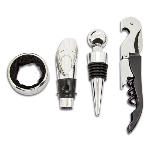 DISOK Set de Vino Abrebotellas 4 Piezas en Estuche, Regalos para Bodas Hombres