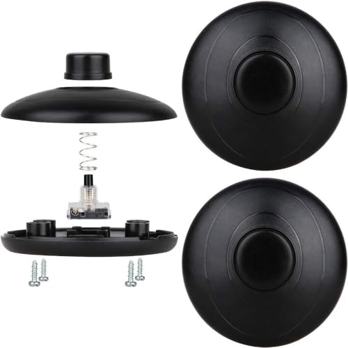 Image of Foot Pedal Push Switch 2pcs Round Floor Foot Inline Plastic Footswitch Lamp Light Foot Control Black Christmas Decoration