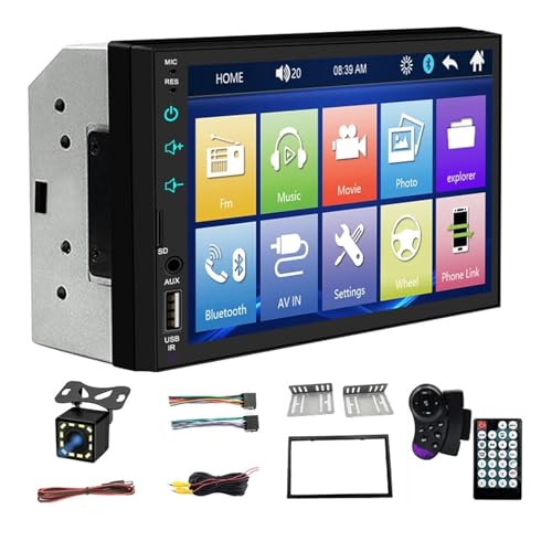 Carplay 2Din 7" Car Radio Ap Carplay Autoradio Stereo Receiver Touch Screen Bluetooth FM SD USB TF HD MP5 Player(Ra-Cam-RC)