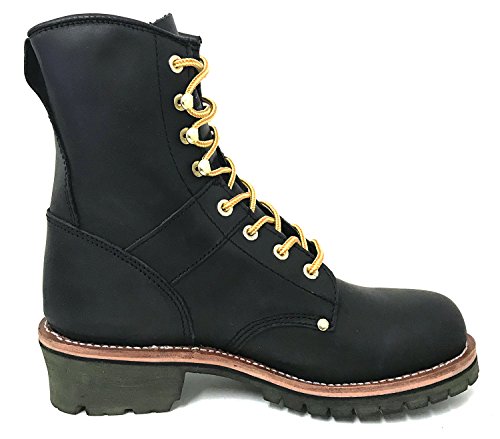 A1008S Men's Logger Boots 10" Full Grain Leather Oil Resistant Work Boots Black/Brown3