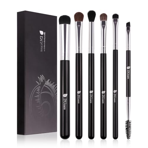DUcare Eye Makeup Brush Set, 6 Pcs Professional Eyeshadow Blending Makeup Brushes for Concealer Eyebrows Eyeliner, Soft Hairs & Wood Handle