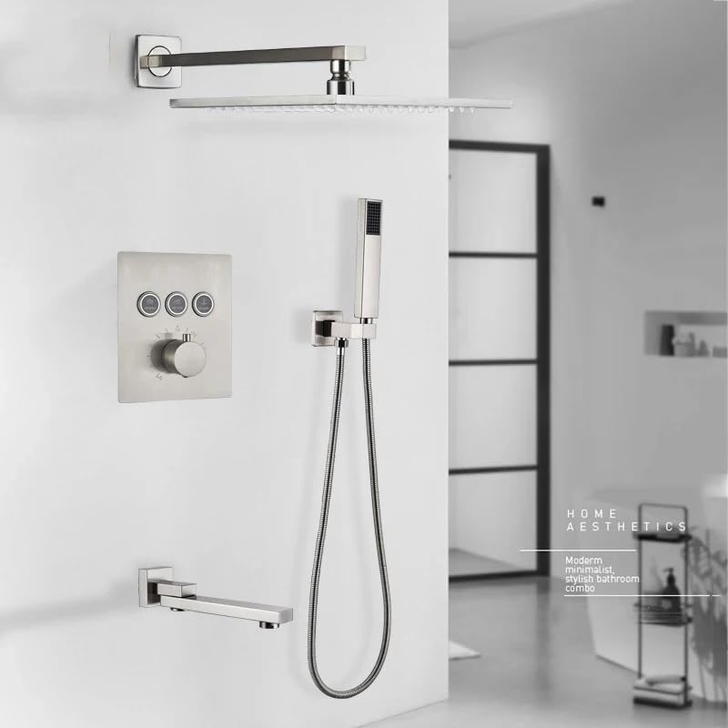 Robinet de douche thermostatique noir avec ensemble de colonne pour salle de bain