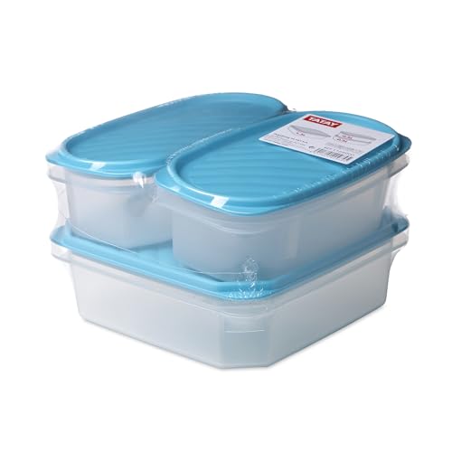 TATAY Plastic Food Containers with Lids Top Flex, Blue, 1x1,3 L + 2x0,5 L - Image 2