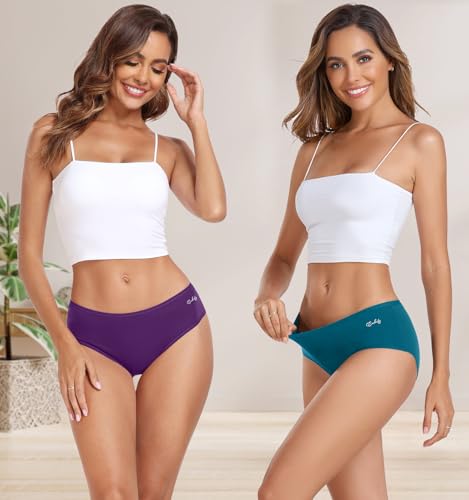 Image of coskefy Womens Underwear Cotton Hipster Panties Soft Stretch Ladies Cheeky Bikini Briefs 4 Pack