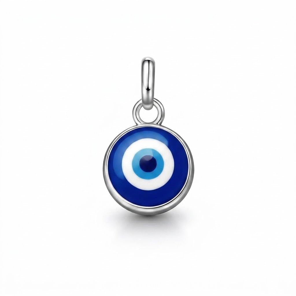 Evil Eye Charm Pendant Blue Enamel Silver Tone Round Nazar Protection Lucky Amulet Necklace Stylish Jewellery Gift for Men Women-image-30